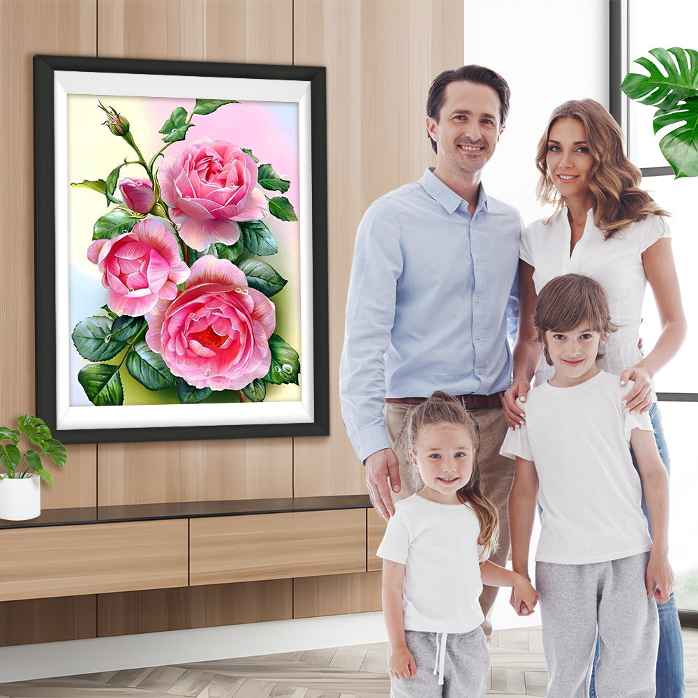 Drei rosa Rosen Diamond Painting