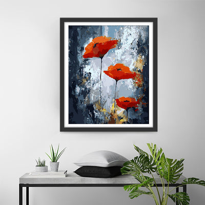 Drei rote Mohnblumen Diamond Painting