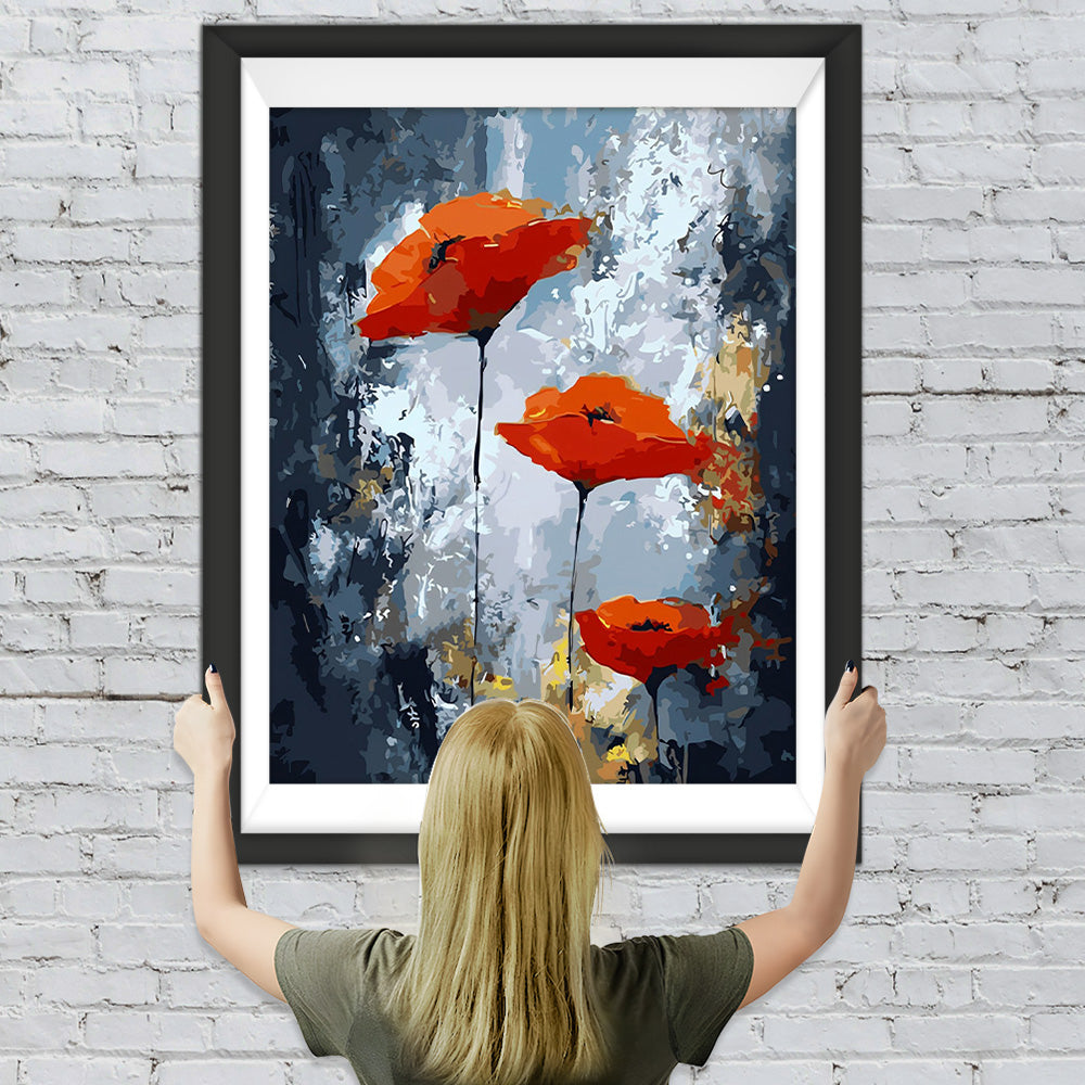 Drei rote Mohnblumen Diamond Painting