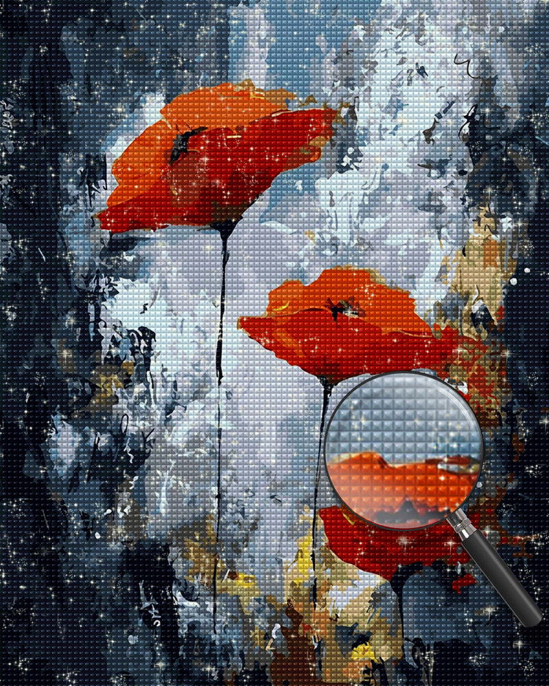 Drei rote Mohnblumen Diamond Painting