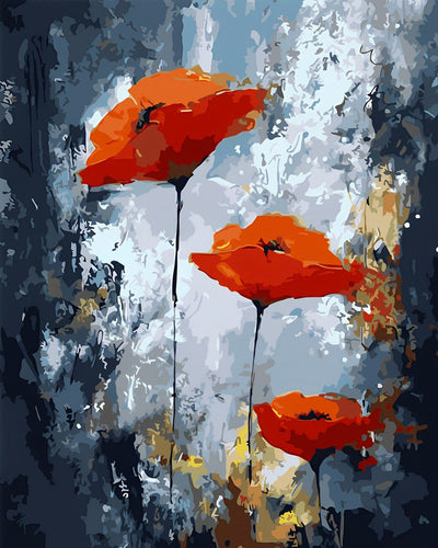 Drei rote Mohnblumen Diamond Painting