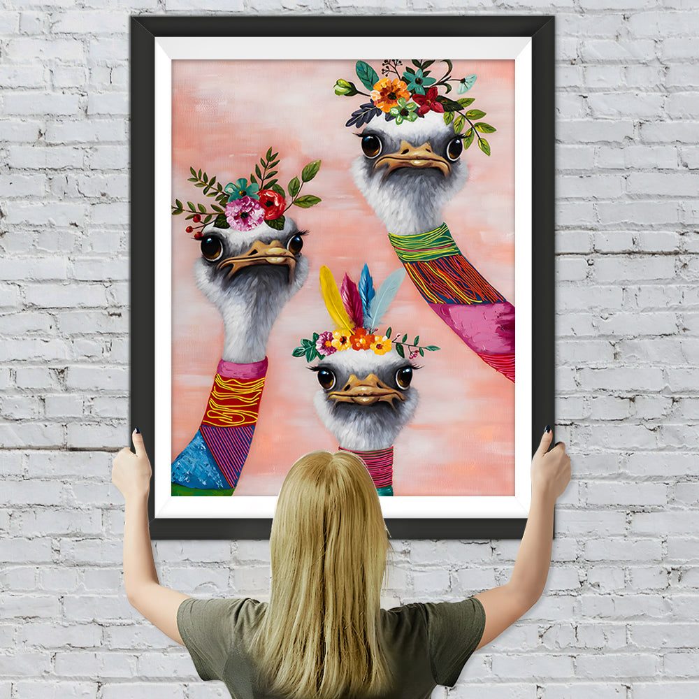 Drei verkleidete Strauße Diamond Painting