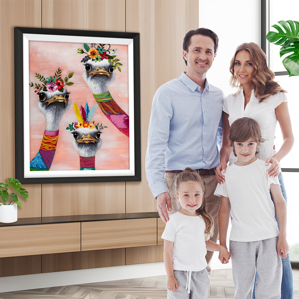 Drei verkleidete Strauße Diamond Painting