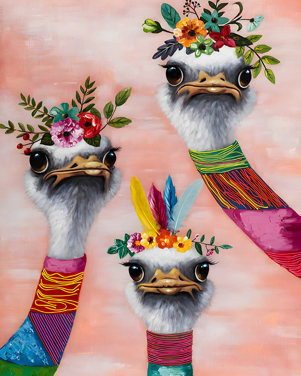 Drei verkleidete Strauße Diamond Painting