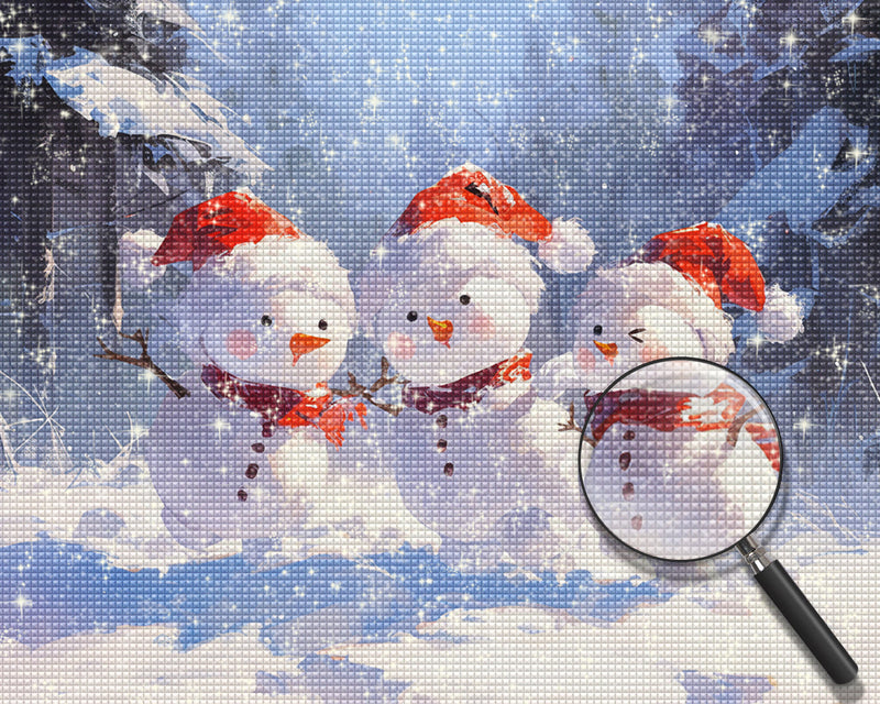 Drei Weihnachtliche Schneemänner Diamond Painting