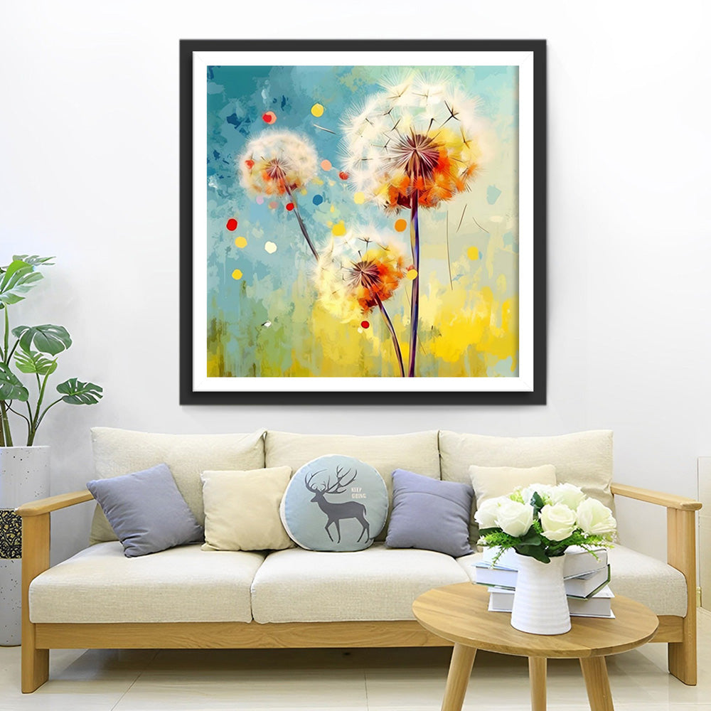 Drei weiße Pusteblumen Diamond Painting