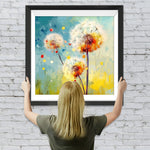 Drei weiße Pusteblumen Diamond Painting