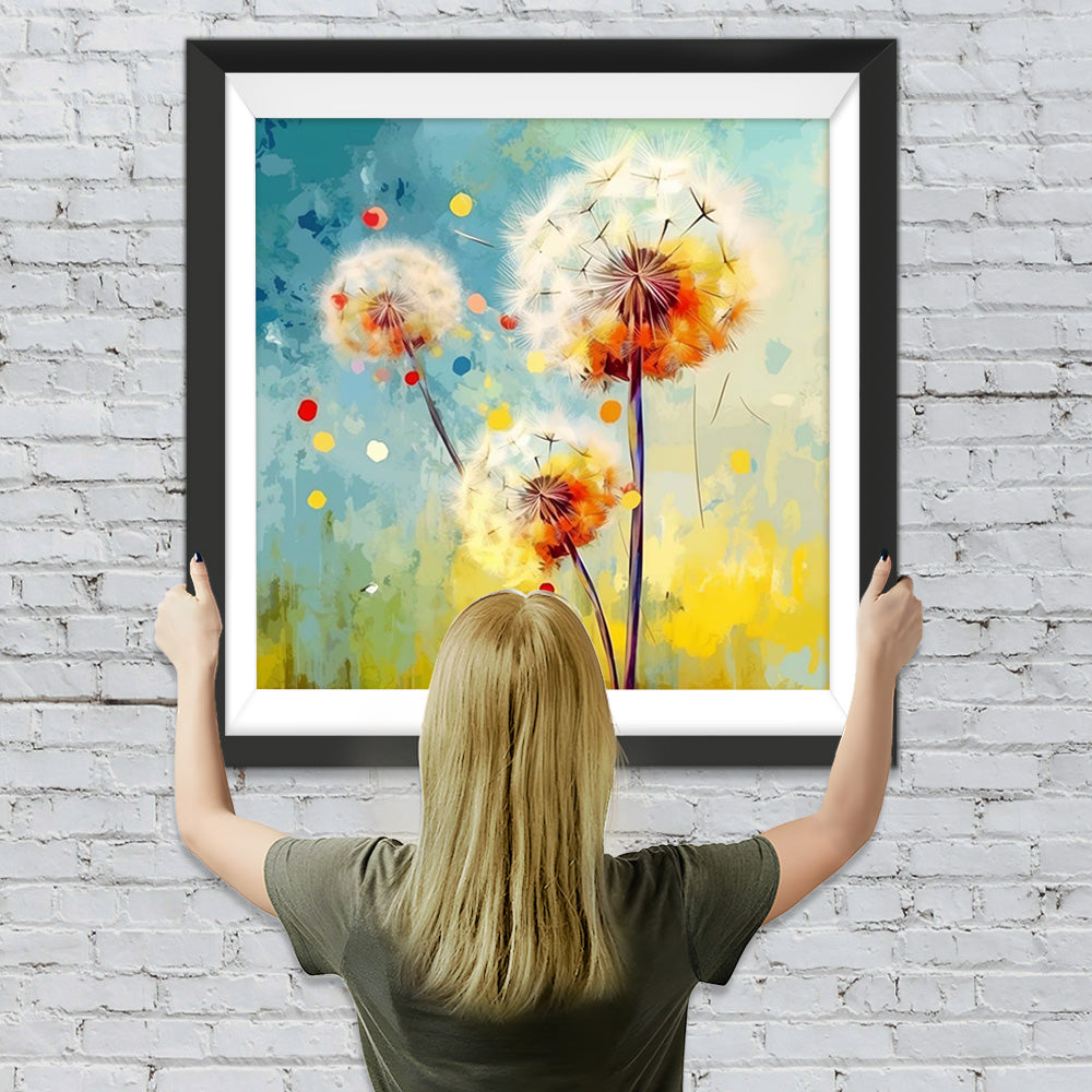 Drei weiße Pusteblumen Diamond Painting