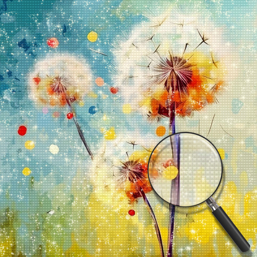 Drei weiße Pusteblumen Diamond Painting