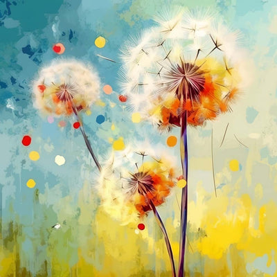 Drei weiße Pusteblumen Diamond Painting