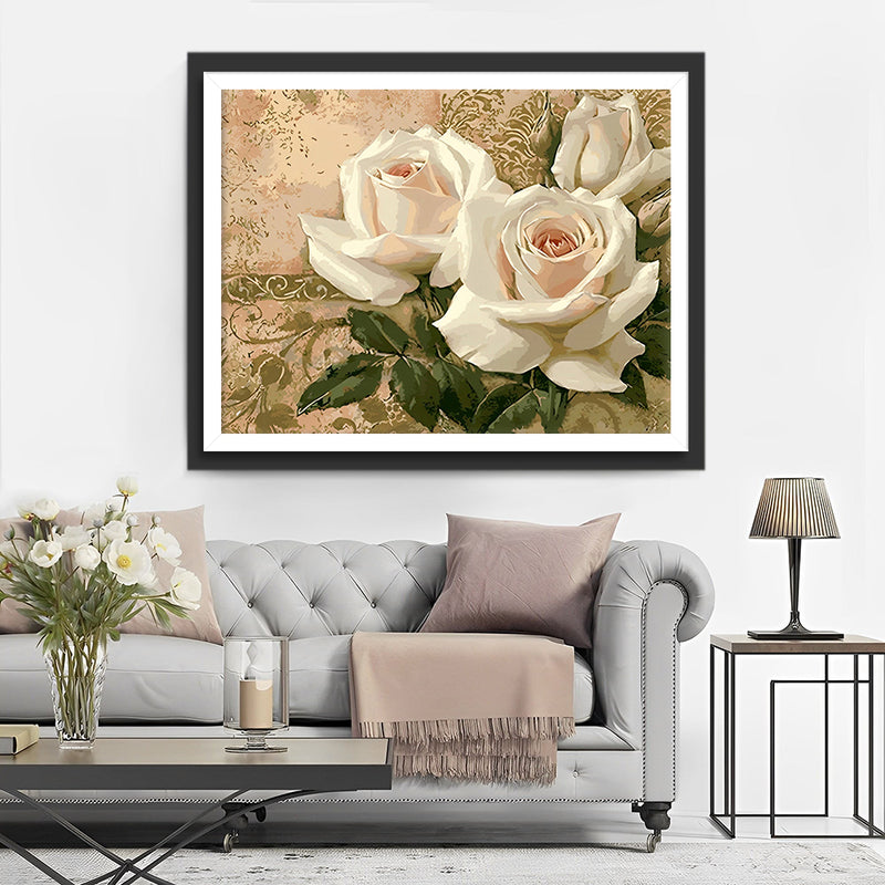 Drei weiße Rosen Diamond Painting