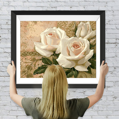 Drei weiße Rosen Diamond Painting