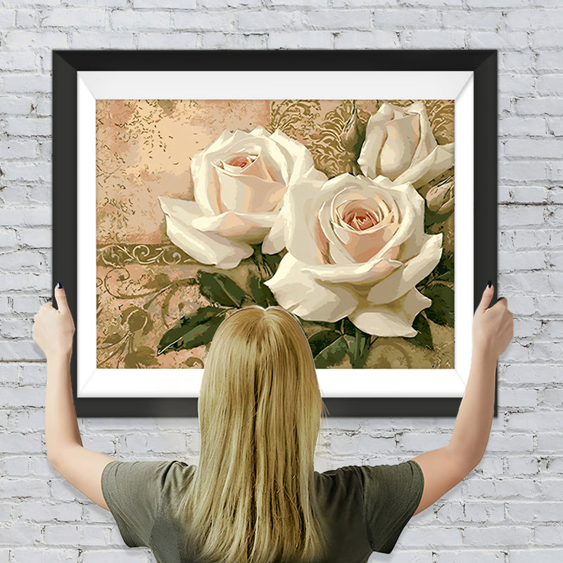 Drei weiße Rosen Diamond Painting