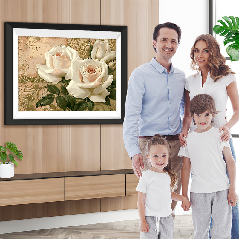 Drei weiße Rosen Diamond Painting