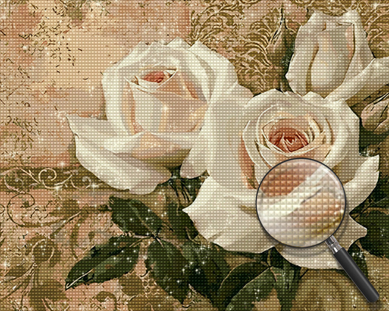 Drei weiße Rosen Diamond Painting