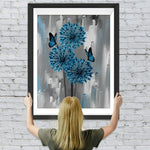 Dunkelgrüne Pusteblumen und Schmetterlinge Diamond Painting