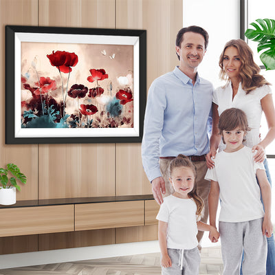 Dunkelrote Mohnblumen Diamond Painting