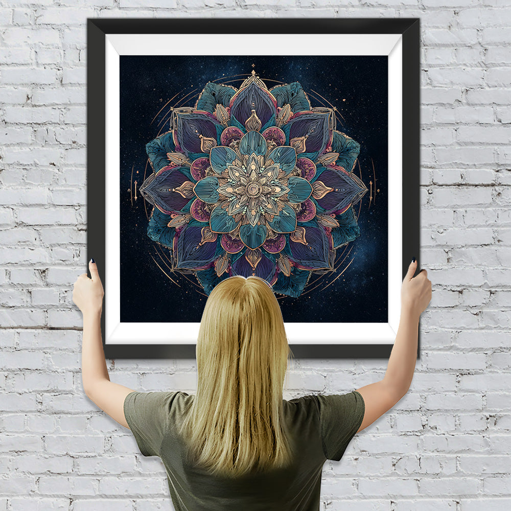 Dunkles Lotus-Mandala Diamond Painting