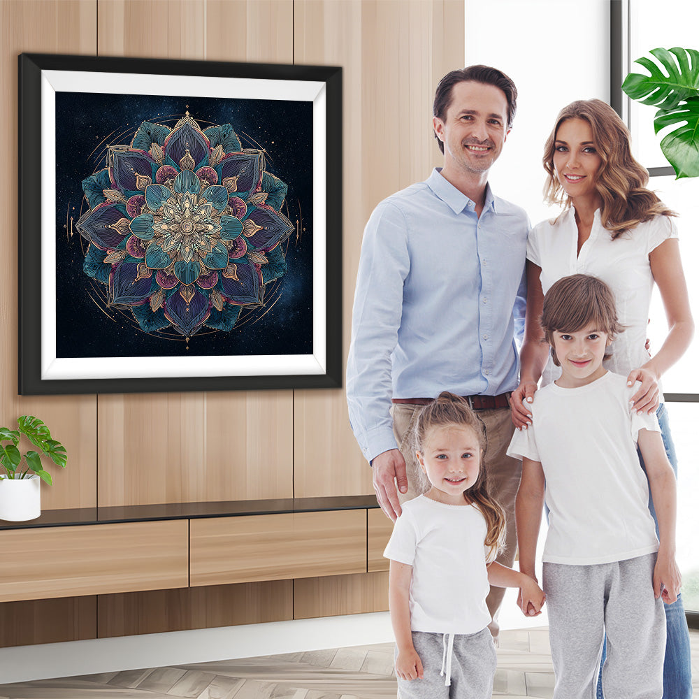 Dunkles Lotus-Mandala Diamond Painting