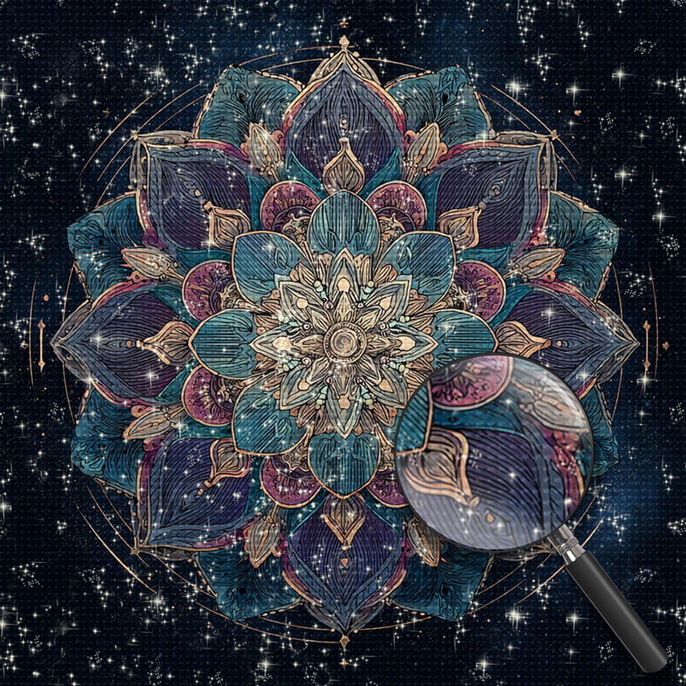 Dunkles Lotus-Mandala Diamond Painting