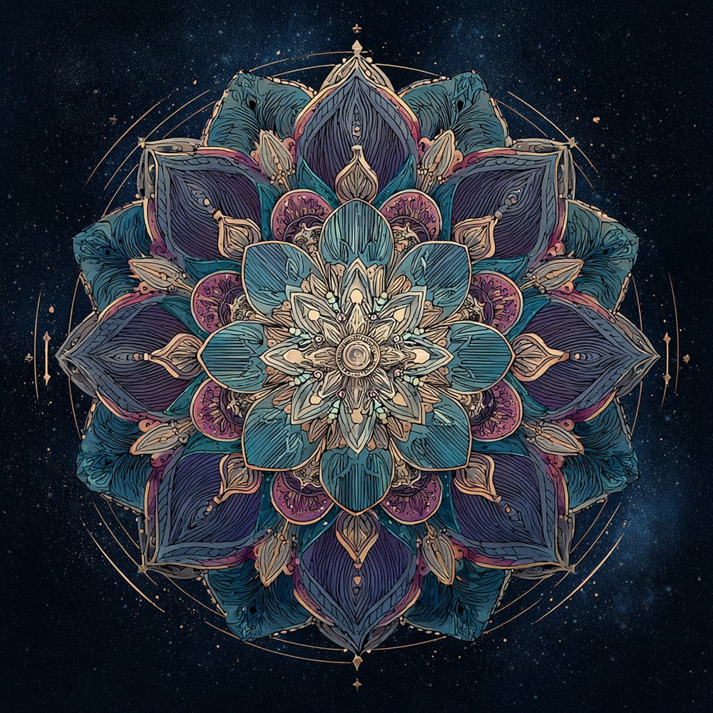 Dunkles Lotus-Mandala Diamond Painting
