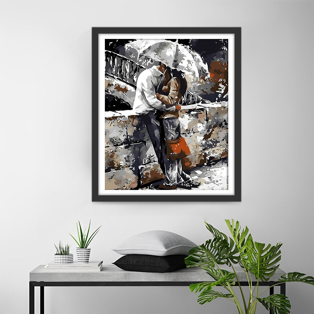 Ehepaar hält einen Regenschirm Diamond Painting