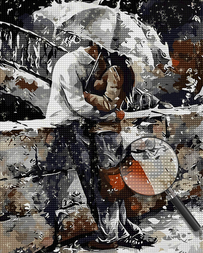 Ehepaar hält einen Regenschirm Diamond Painting