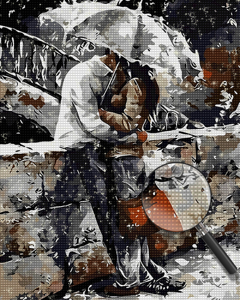 Ehepaar hält einen Regenschirm Diamond Painting