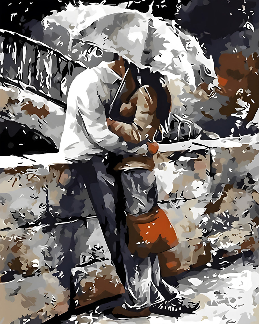 Ehepaar hält einen Regenschirm Diamond Painting