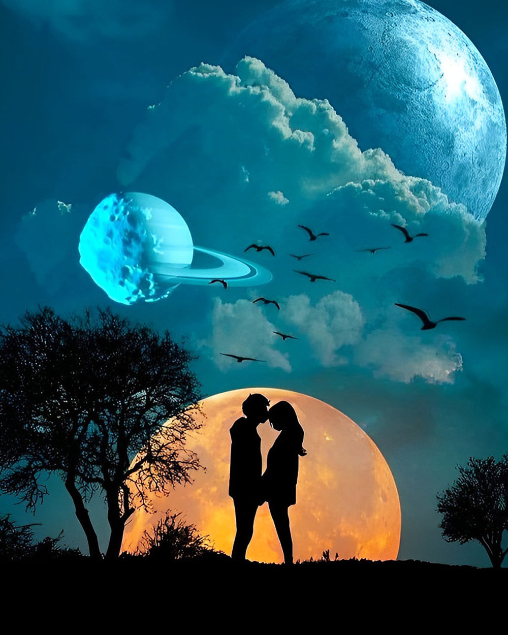 Ehepaar unter den Planeten Diamond Painting