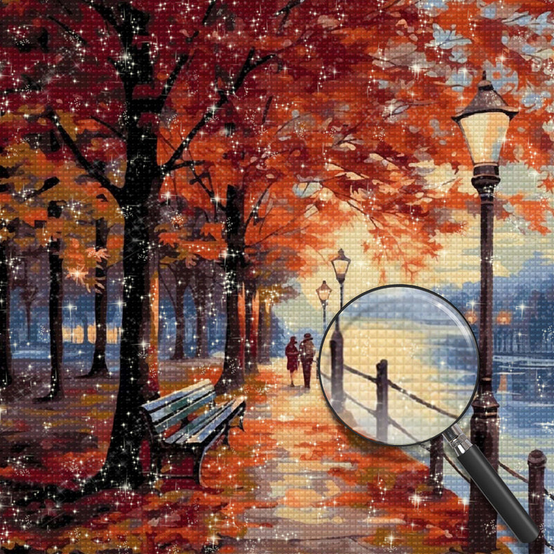 Ehepaar unter rotem Ahornbaum Diamond Painting