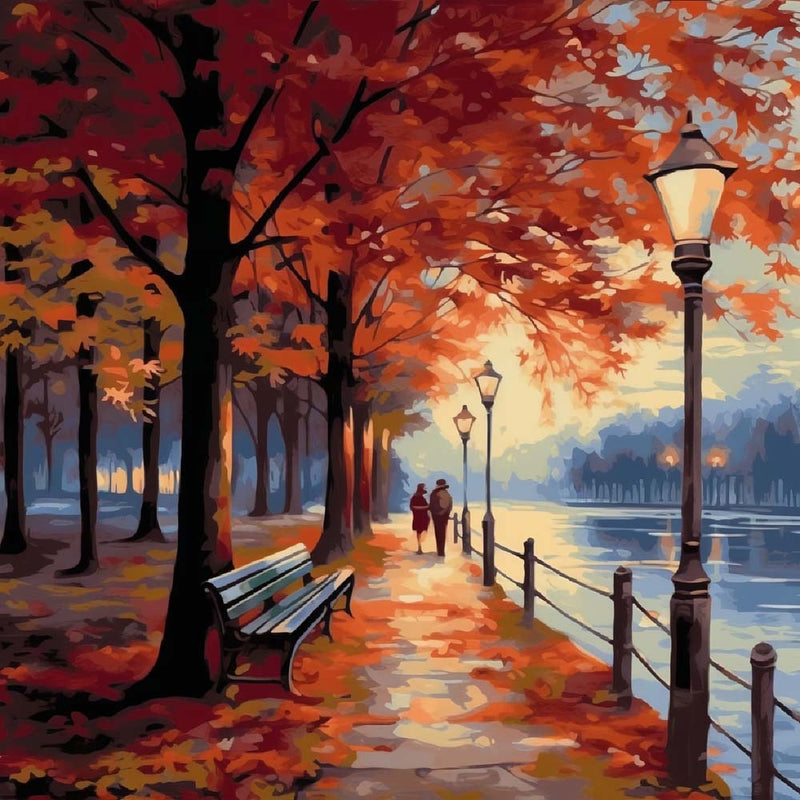 Ehepaar unter rotem Ahornbaum Diamond Painting