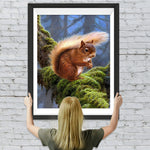 Eichhörnchen auf Baumstamm mit Moosen Diamond Painting