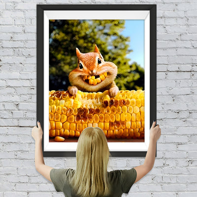 Eichhörnchen mit Mais Diamond Painting