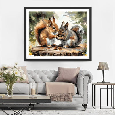 Eichhörnchen und Pinienkerne Diamond Painting