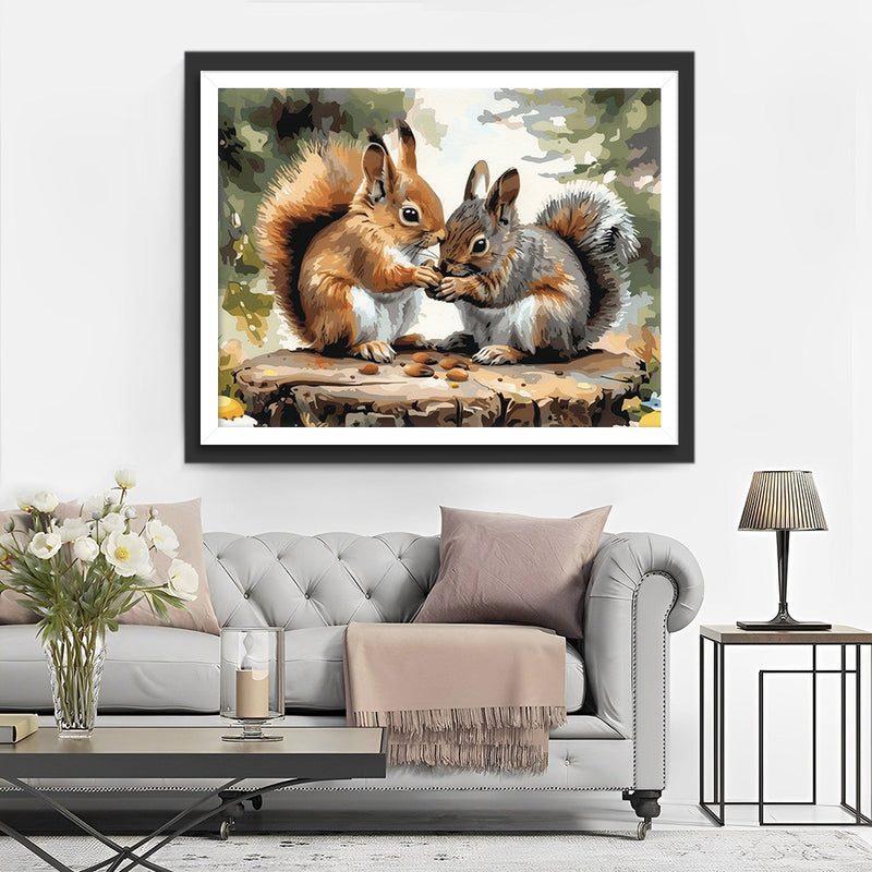 Eichhörnchen und Pinienkerne Diamond Painting