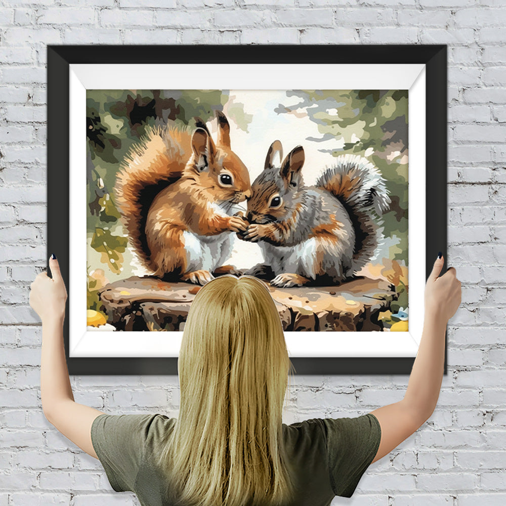 Eichhörnchen und Pinienkerne Diamond Painting