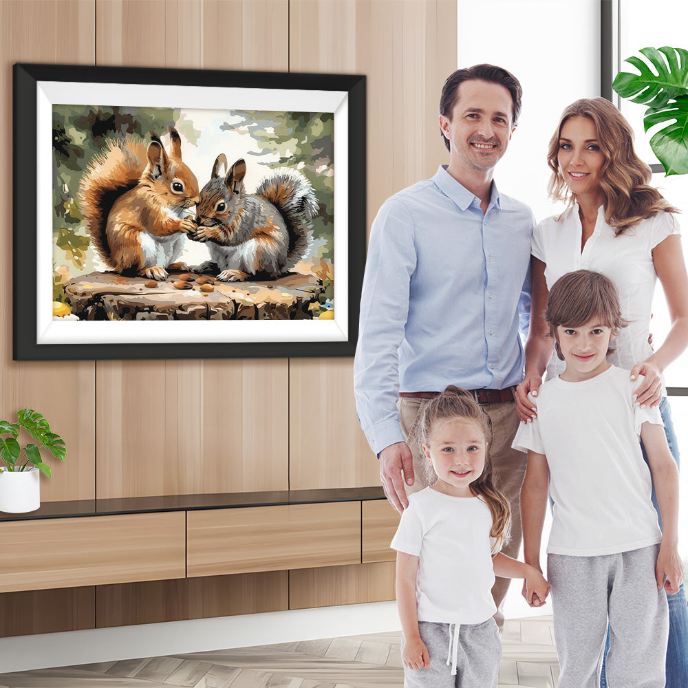 Eichhörnchen und Pinienkerne Diamond Painting