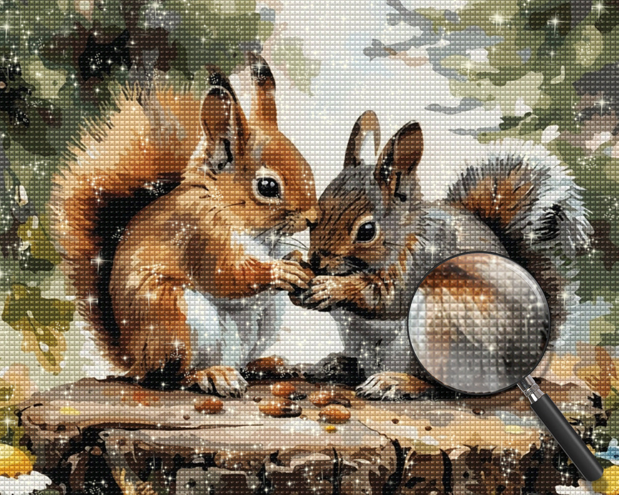 Eichhörnchen und Pinienkerne Diamond Painting