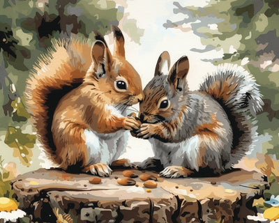 Eichhörnchen und Pinienkerne Diamond Painting