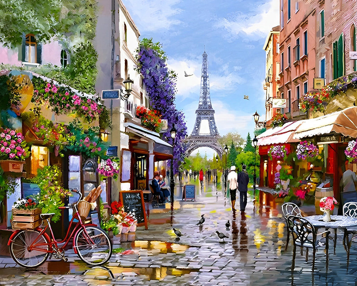 Eiffel auf der Paris Straße Diamond Painting