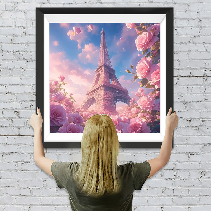 Eiffel mit Rosa Rosen Diamond Painting