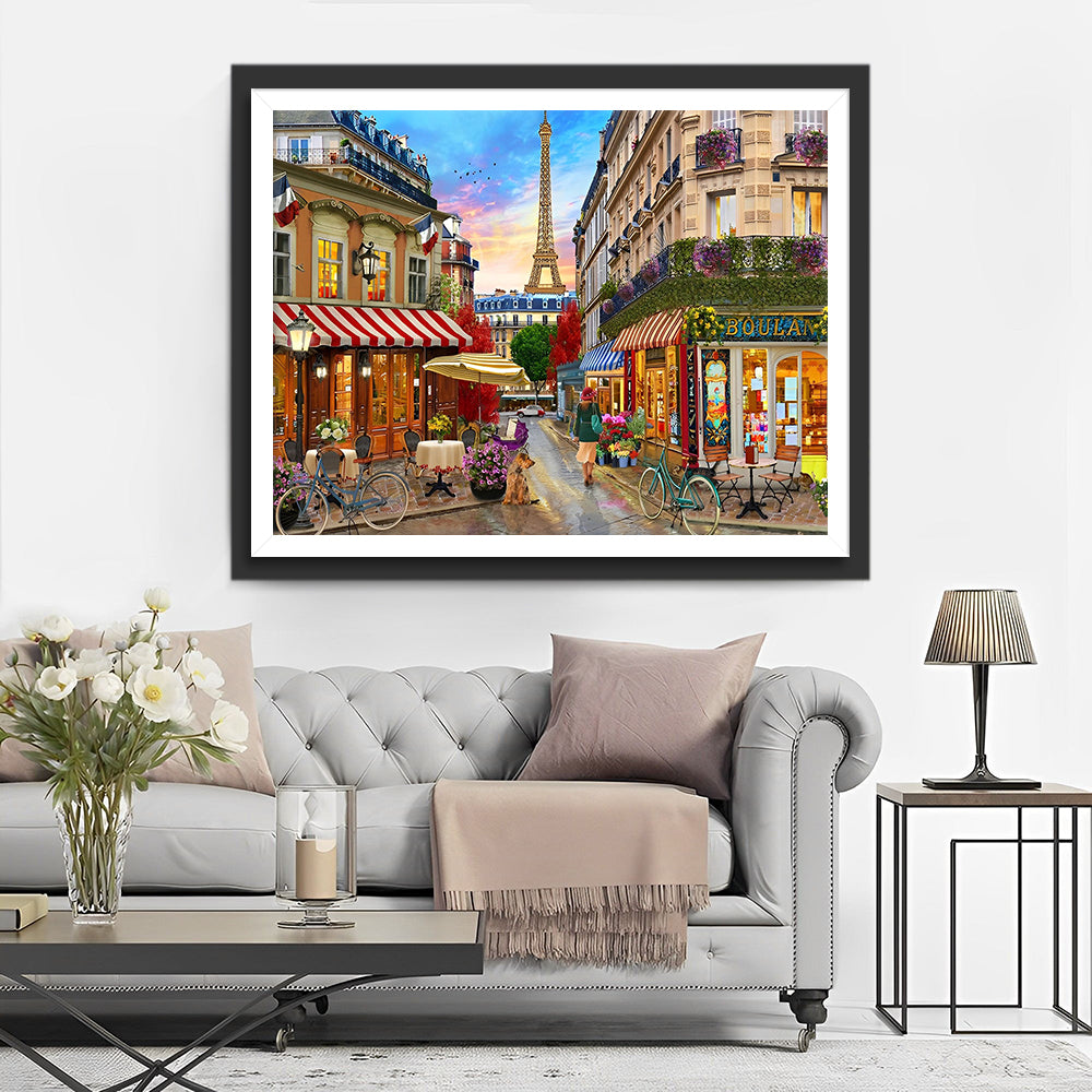 Eiffel und Geschäfte Diamond Painting