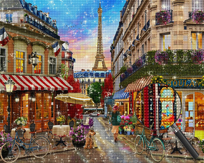 Eiffel und Geschäfte Diamond Painting