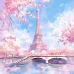 Eiffel und Rosa Blumen im Frühling Diamond Painting