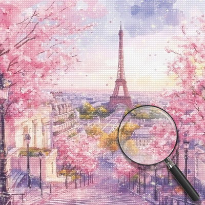 Eiffel und Rosa Rosen Diamond Painting