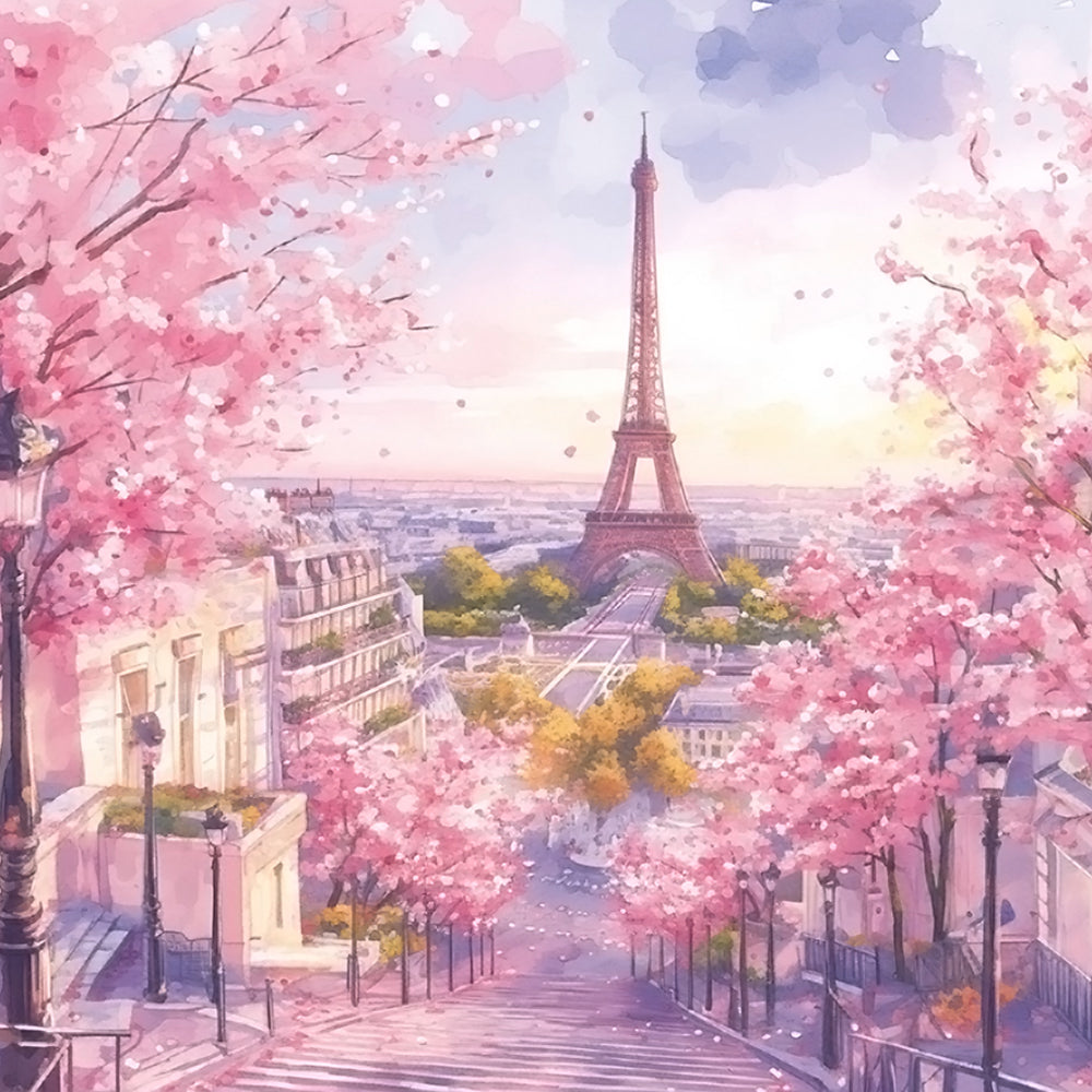 Eiffel und Rosa Rosen Diamond Painting