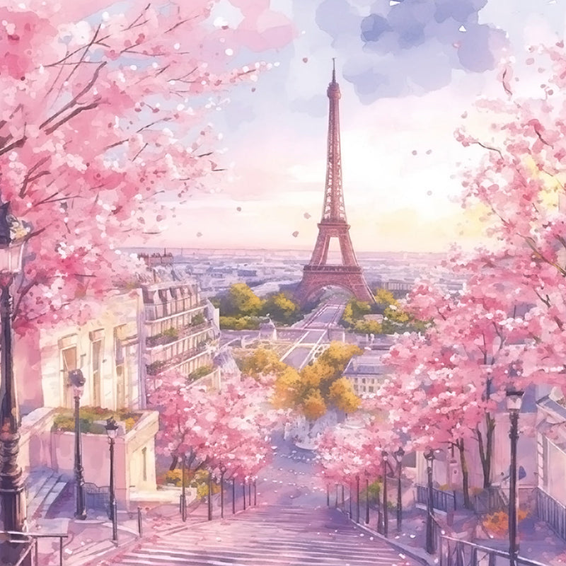 Eiffel und Rosa Rosen Diamond Painting