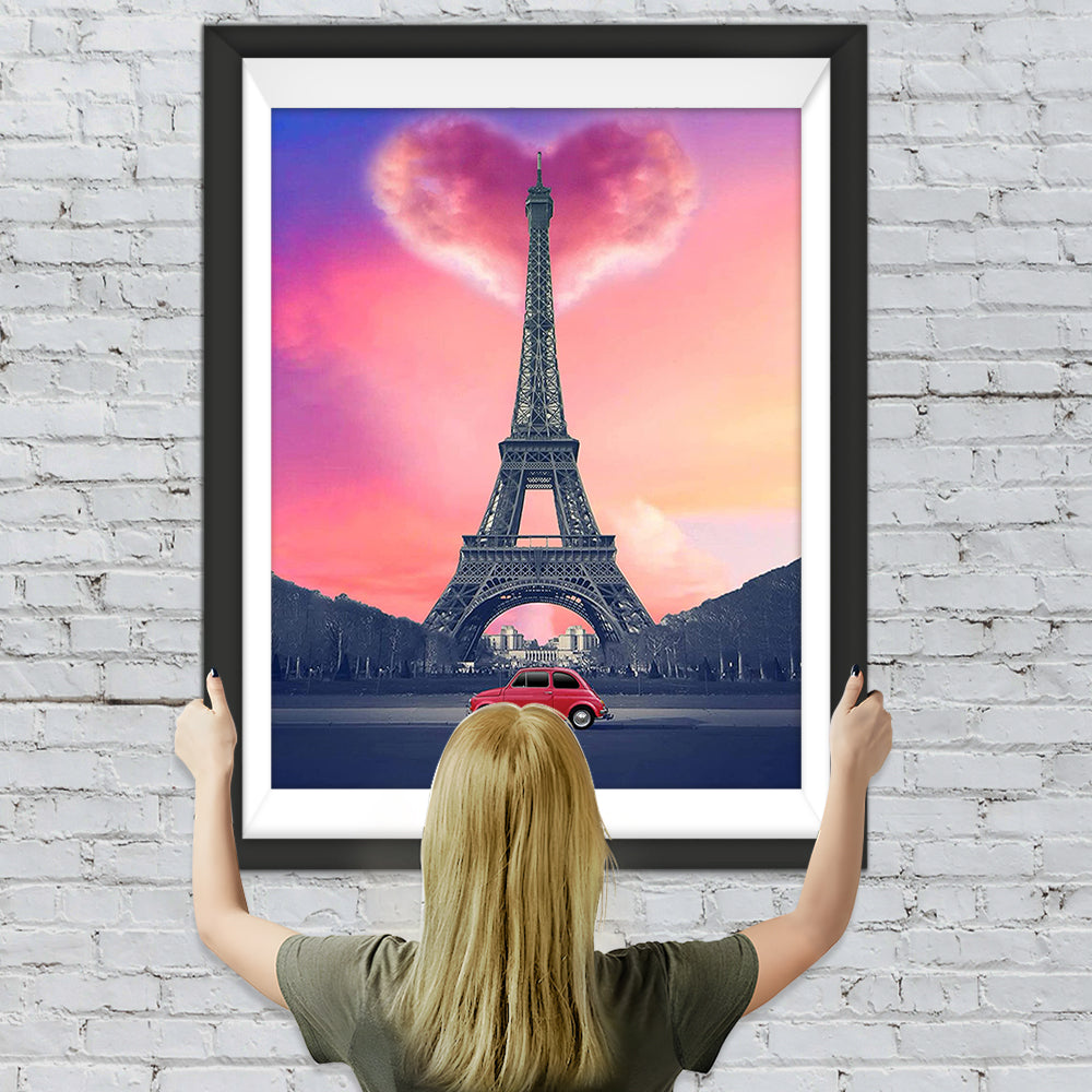 Eiffelturm, Herz und Auto Diamond Painting