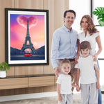 Eiffelturm, Herz und Auto Diamond Painting